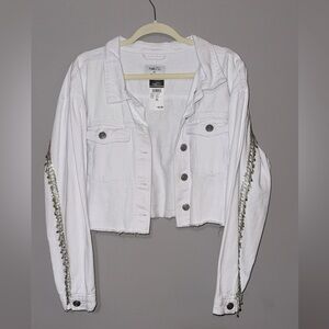 Rue21 White Jean Jacket With Rhinestone Fringe